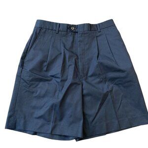 Lady Edwards‎ Shorts Womens 12 Blue Chino Pleated Front Pockets USA Poly Cotton